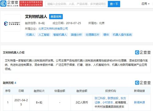智能機器人控制系統研發商艾利特機器人完成B輪融資，投資方含聯想創投